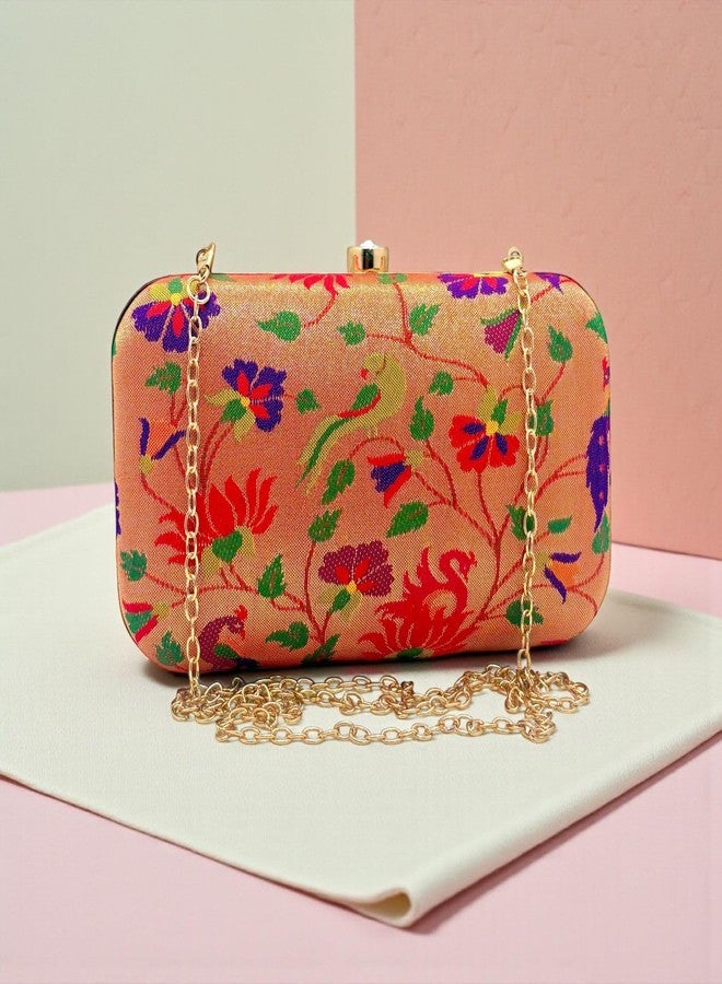 Firstdemand Traditional Handicraft Paithani Clutch Purse for Women, Elegant Design Sling Bag for Bridal, Party, Wedding Indian Ethnic Handbag - Image 5